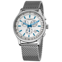 Akribos XXIV Akribos White Dial Chronograph Stainless Steel Mesh Men's Watch AK625SS