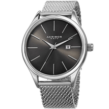 Akribos XXIV Black Dial Stainless Steel Mesh Men's Watch AK959SSGN