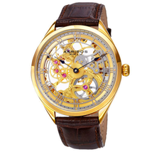 Akribos XXIV Gold Tone Skeleton Dial Men's Watch AK802YG