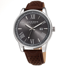Akribos XXIV Perforated Strap Men's Watch AK1048GNBR