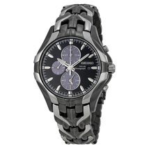 Seiko Solar Chronograph Black Dial Stainless Steel Men's Watch SSC139