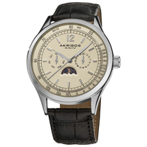 Akribos XXIV Akribos Champagne Dial Black Leather Men's Watch AK638SSW