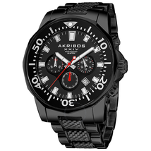 Akribos XXIV Akribos Conqueror Chronograph Black IP Stainless Steel Men's Watch AK561BK