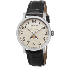 Akribos XXIV Cream Dial Black Leather Men's Watch AK633SSW