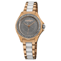 Akribos XXIV Akribos Diamond Rose Gold-Tone and White Ceramic Ladies Watch AK534RG
