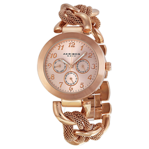 Akribos XXIV Akribos GMT Multi-Function Rose Gold-tone Ladies Watch AK564RG