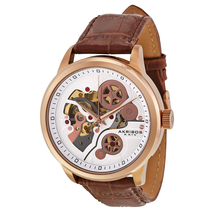 Akribos XXIV Akribos Manual Wind Rose Gold-tone Skeleton Dial Men's Watch AK538BR