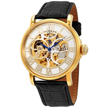 Akribos XXIV Akribos Manual Wind Skeleton Dial Gold-Tone Steel Men's Watch AK540YG