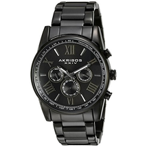 Akribos XXIV Akribos Multi-Function Black Dial Black-plated Men's Watch AK904BK