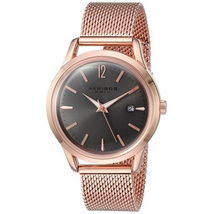 Akribos XXIV Ador Grey Dial Ladies Rose Gold Mesh Watch AK930GY