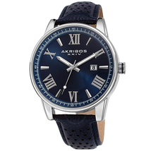 Akribos XXIV Perforated Strap Blue Dial Men's Watch AK1048SSBU