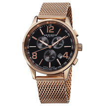 Akribos XXIV Chronograph Black Dial Rose Gold-tone Men's Watch AK719RG