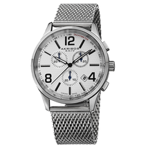 Akribos XXIV Chronograph Silver Dial Stainless Steel Mesh Men's Watch AK719SS