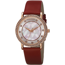 Akribos XXIV Mother of Pearl Dial Red Leather Ladies Watch AK791RD