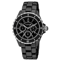 Akribos XXIV Multi-Function Black Ceramic Ladies Watch AK544BK