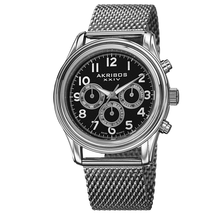 Akribos XXIV Multi-Function Black Dial Stainless Steel Men's Watch AK747SSB