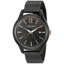 Akribos XXIV Omni Black Dial Men's Mesh Watch AK920BK