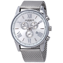 Akribos XXIV Silver Dial Stainless Steel Chronograph Men's Watch AK813SS