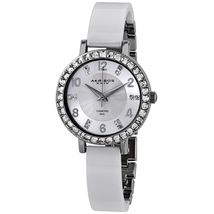 Akribos XXIV Silver Dial White Ceramic Ladies Watch AK758SSW