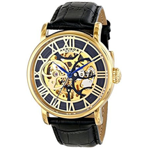 Akribos XXIV Skeleton Dial Automatic Men's Leather Watch AK540YGB