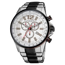 Akribos XXIV White Dial Two-tone Steel Chronograph Men's Watch AK619SSB