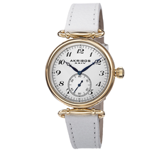 Akribos XXIV White Dial White Leather Ladies Watch AK704WT