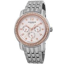 Akribos XXIV Akribos Multifunction  Pink Dial  Stainless Steel Ladies Watch AK626SS AK626SS