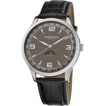 Akribos XXIV Akribos Taupe Dial Black Leather Men's Watch AK637SSB