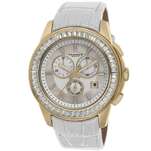 Akribos XXIV Akribos White Mother of Pearl Dial Leather Ladies Watch AK621YGW