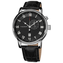 Akribos XXIV Black Dial Black Leather Men's Watch AK595SS