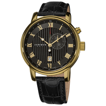 Akribos XXIV Black Dial Brown Leather Men's Watch AK595YG