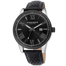 Akribos XXIV Perforated Strap Black Dial Men's Watch AK1048SSBK