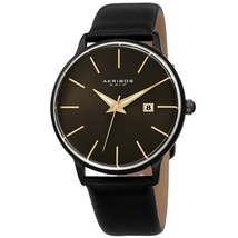 Akribos XXIV Black Dial Black Leather Men's Watch AK1064BKG