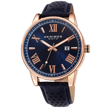 Akribos XXIV Perforated Strap Blue Dial Men's Watch AK1048RGBU