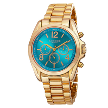 Akribos XXIV Blue Dial Yellow Gold-Tone Multi-Function Ladies Watch AK760YGTQ
