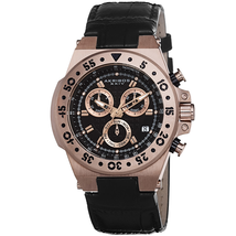 Akribos XXIV Chronograph Black Dial Black Leather Ladies Watch AK667RGB