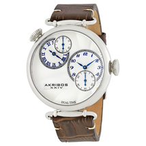 Akribos XXIV Dual Time Silver Men's Watch AK796SSBR
