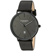 Akribos XXIV Grey Dial Black Leather Men's Watch AK935BK