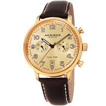 Akribos XXIV Men's Dual Time Watch AK1023YGBR