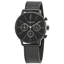 Akribos XXIV Multi-Function Black Dial Black Ion-plated Mesh Men's Watch AK714BK