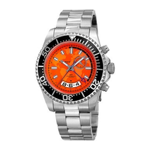 Akribos XXIV Orange Dial GMT Stainelss Steel Men's Watch AK955SSOR