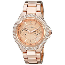 Akribos XXIV Rose Gold Dial Multi-function Quartz Ladies Watch AK789RG