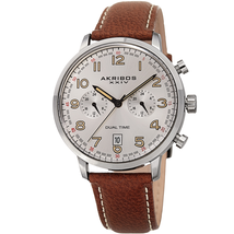 Akribos XXIV Silver Dial Dual Time Men's Watch AK1023SSBR