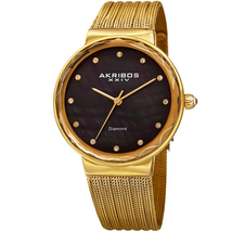 Akribos XXIV Diamond Black Dial Ladies Watch AK1009YGB