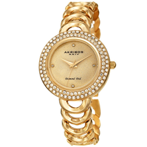 Akribos XXIV Diamond Gold Tone Dial Ladies Watch AK1050YG