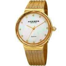 Akribos XXIV Diamond White Dial Ladies Watch AK1009YG