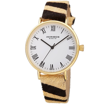 Akribos XXIV White Dial Ladies Watch AK1080YGB