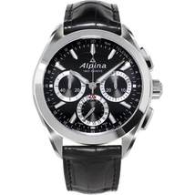 Alpina Alpiner 4 Flyback Chronograph Black Dial Leather Strap Men's Watch AL-760BS5AQ6