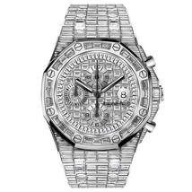 Audemars Piguet Royal Oak Offshore 18 Carat White Gold Baguette Diamond Paved Dial Automatic Men's Watch 26473BC.ZZ.8043BC.01