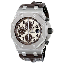 Audemars Piguet Royal Oak Offshore Ivory Dial Brown Alligator Leather Men's Watch 26470STOOA801CR01 26470ST.OO.A801CR.01